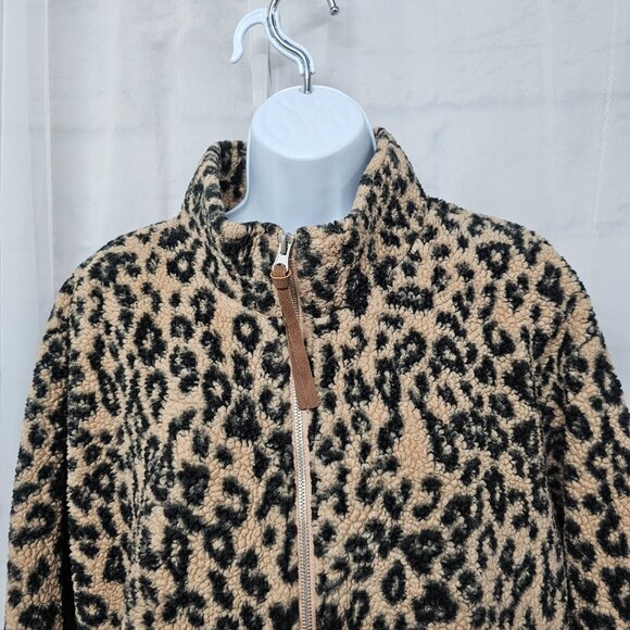 Maurices Brown Leopard Sherpa Jacket Pullover Casual Cabin Outdoor L - Picture 2 of 12